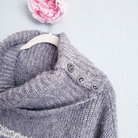 Free People Gray And White Fair Isle Sweater - Picture 4 of 7